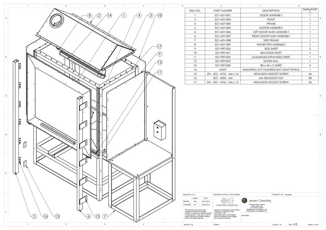 CAD Services - Exploded Assembly Drawing of a Innoculator