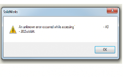 Solidworks message when saving sheet format – An unknown error occurred while accessing