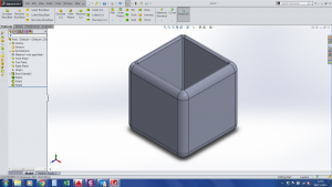 3D CAD Model of a cube with filleted corners